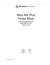 Barnstead International Maxi Mix Plus M63215 Operation Manual And Parts List