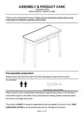 Cult 5059413396106 Assembly & Care Instructions
