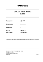 Diamond Aircraft DV 20 E Flight Manual