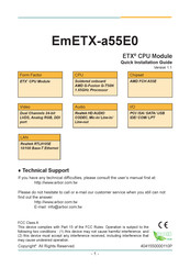 Arbor Technology EmETX-a55E0 Quick Installation Manual