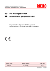 Riello 3790100 Installation, Use And Maintenance Instructions