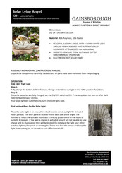 Gainsborough Solar Lying Angel Assembly Instructions/Instructions For Use