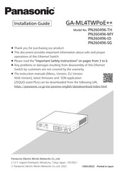 Panasonic PN260496-TH Installation Manual
