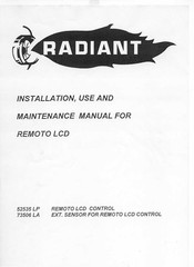 Radiant REMOTO LCD Instructions For Installation, Use And Maintenance Manual