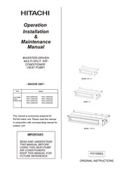 Hitachi RPIZ-1.8HNATNQ Operation Installation Maintenance Manual
