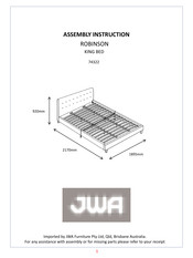 JWA ROBINSON 74322 Assembly Instruction Manual