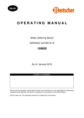 Bartscher 109850 Operating Manual