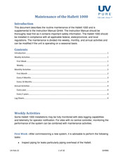 UV Pure Technologies Hallett 1000 Maintenance Manual