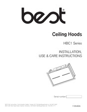 Best HBC1 Installation Use & Care Instructions