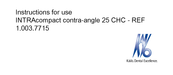 KaVo 1.003.7715 Instructions For Use Manual