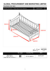 Gpm Palermo BEDPALWHT Assembly Instructions Manual