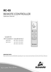 ActronAir RC-03 Operation Manual