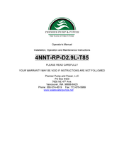Premier pump & power 4NNT-RP-D2.9L-T85 Operator's Manual