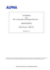 Alpha WMP-N13 User Manual