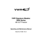 VWR 5606 Operating And Maintenance Manual