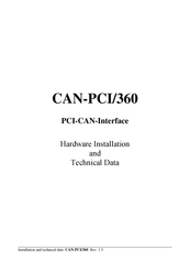 ESD electronic CAN-PCI/360 Hardware Installation And Technical Data