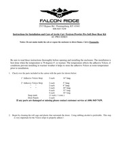 Falcon Ridge AC-PRO-SDK01 Instructions For Installation And Care