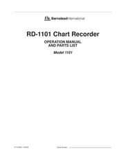 Barnstead International RD-1101 Operation Manual And Parts List