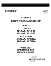 Champion APOGBA Operating And Service Manual