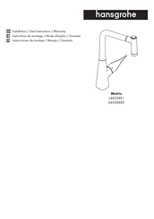 Hans Grohe Metris 04508 0 Series Installation/User Instructions/Warranty