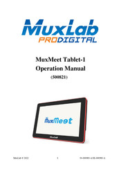 MuxLab ProDigital MuxMeet Tablet-1 Operation Manual