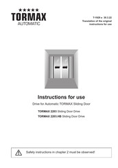 Tormax 2203 Instructions For Use Manual