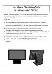 Phistek P156VG User Manual & Installation Manual