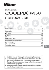 Nikon Coolpix W150 Quick Start Manual
