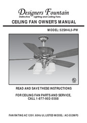 Designers Fountain 52SH4L5-PW Owner's Manual
