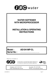 Ibc Water AS1041MP-CL Installation & Operating Instructions Manual