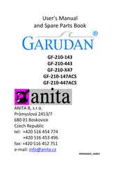 Anita Garudan GF-210-143 User's Manual And Spare Parts Book