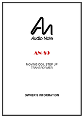 Audio Note AN-S9 Owner's Information Manual