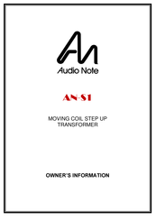 Audio Note AN-S5 Owner's Information Manual