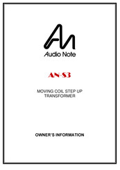 Audio Note AN-S3 Owner's Information Manual
