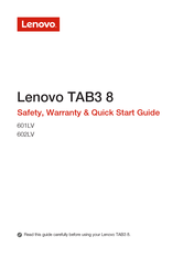 Lenovo TAB3 8 601LV Safety, Warranty & Quick Start Manual