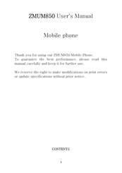 Zonda ZMUM850 User Manual