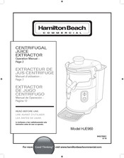 Hamilton Beach Commercial HJE960 Series Operation Manual