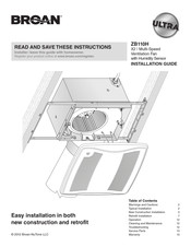 Broan ZB110H Installation Manual