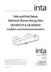 Inta Nulo CB10031CP Installation And Maintenance Instructions Manual