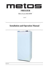Metos Econo BD-600W Installation And Operation Manual