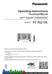 Panasonic PT-RQ13KE Operating Instructions Manual