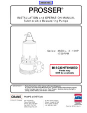 Crane PROSSER 4SED7544L Installation And Operation Manual