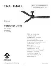 Craftmade Moto MOT52 Installation Manual