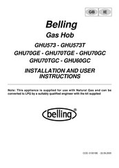 Belling GHU70GE Installation And User Instructions Manual