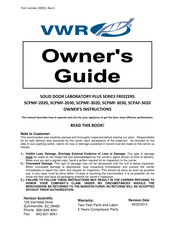 VWR SCPMF-2020 Owner's Manual
