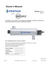 Pentair UV MAX PUV-7 Owner's Manual