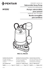 Pentair MYERS MSCI50 Series Owner's Manual