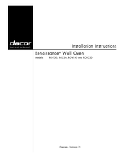 Dacor Renaissance RO130 Installation Instructions Manual