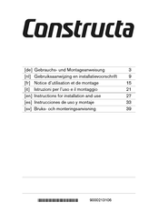 CONSTRUCTA CD99370 Instructions For Installation And Use Manual