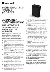 Honeywell PROFESSIONAL HPA600B Quick Start Manual